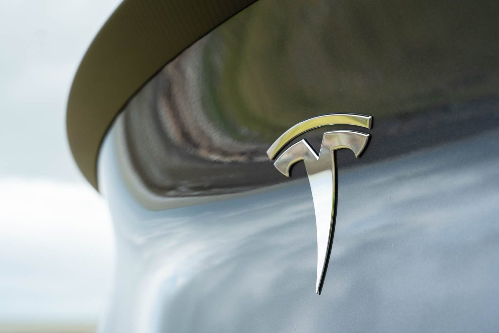 Tesla Model Y Performance rear badge close up