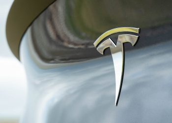Tesla Model Y Performance rear badge close up