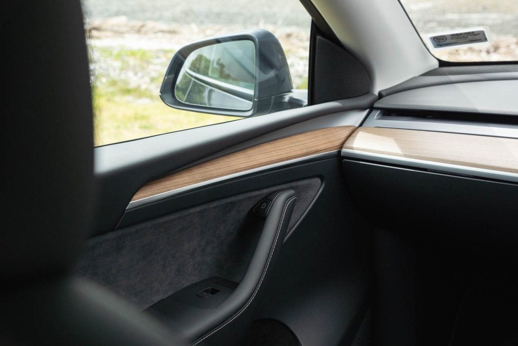 Interior door detail of Model Y