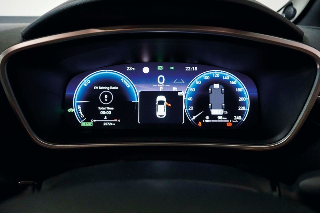 Instrument cluster setup in the Toyota Corolla ZR Hybrid