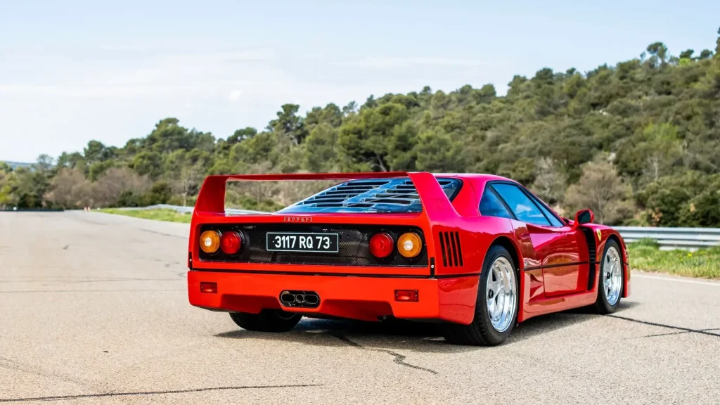 Alain Prost's Ferrari F40 rear three quarter view