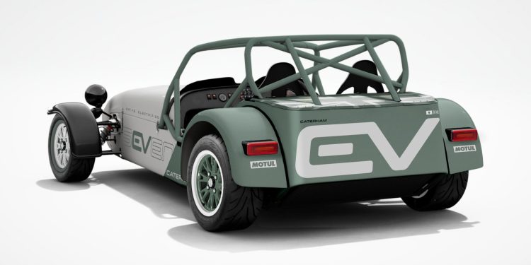 Caterham EV Seven rear three quarter view