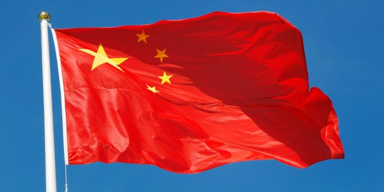 Chinese flag in wind