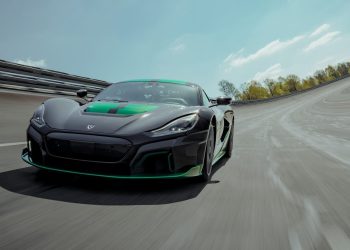 Rimac Nevera on banked test track