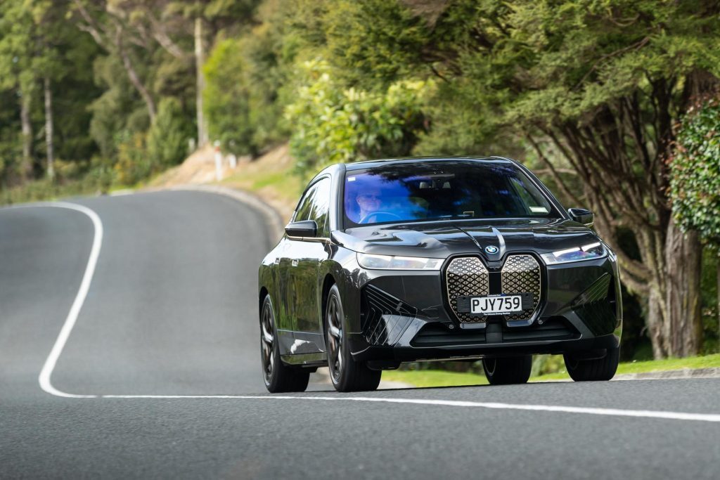 BMW iX M60 on a backroad