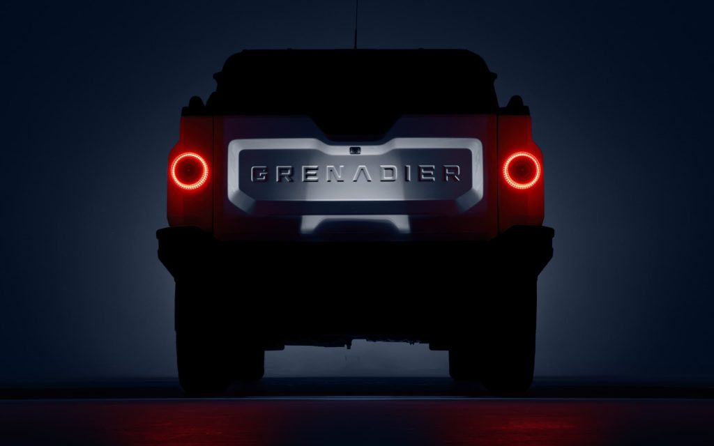 Ineos Grenadier Quatermaster ute rear end in dark