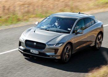 Jaguar I-Pace driving on country road