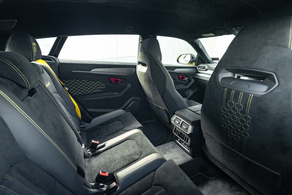 Rear interior of the Lamborghini Urus Performante