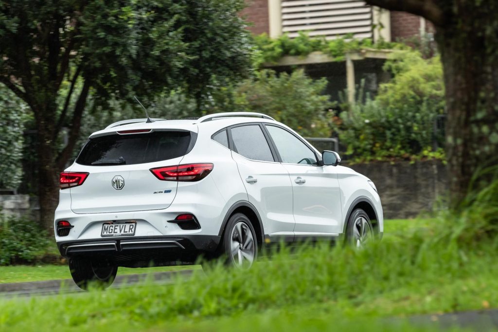 MG ZS EV driving away