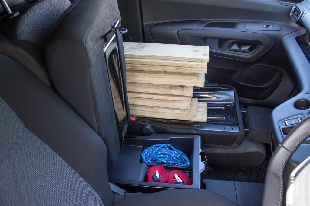 Storage cubby in the Peugeot e-Partner van