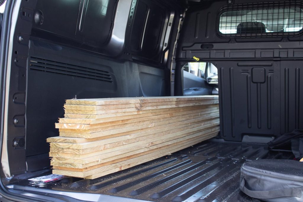 Wood loaded up into the back of the e-Partner