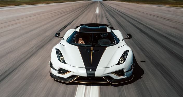 Koenigsegg Regera speeding on runway