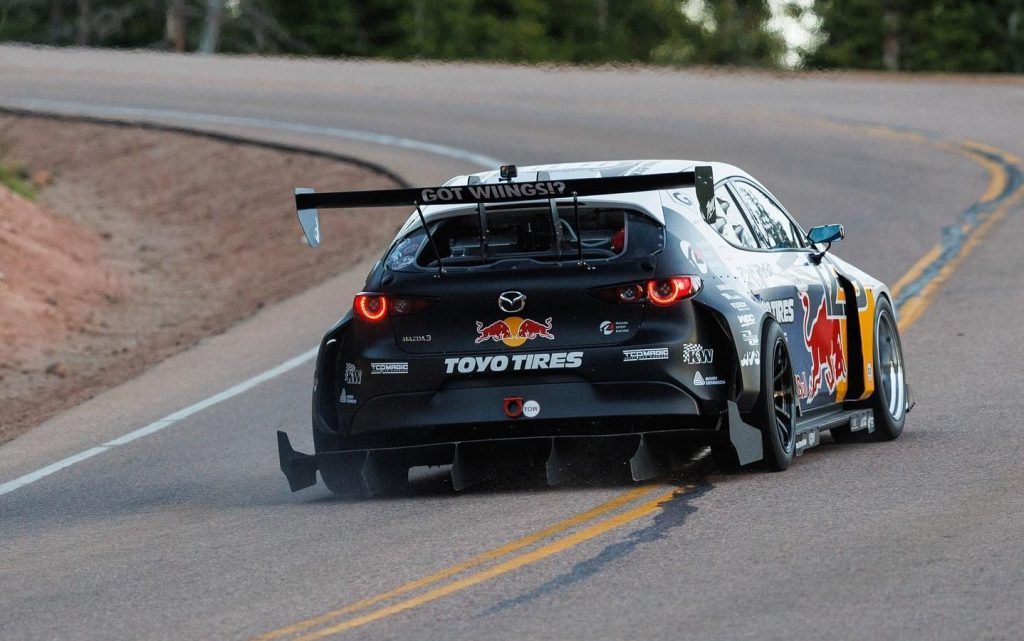 Mad Mike Whiddett racing Mazda3 up Pikes Peak