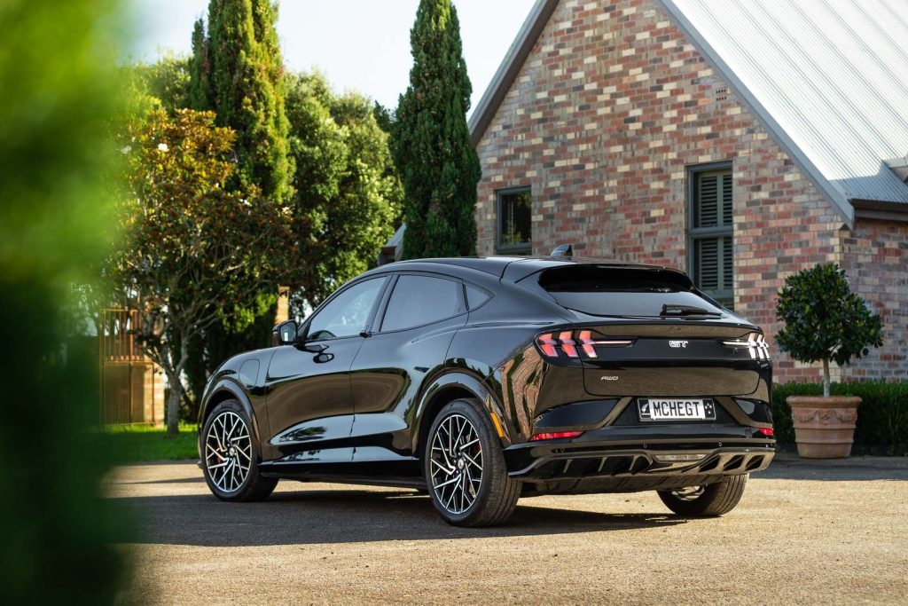 Rear view of the 2022 Ford Mustang Mach-E