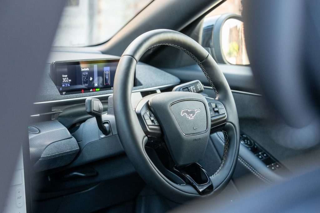 2022 Ford Mustang Mach-E GT steering wheel detail