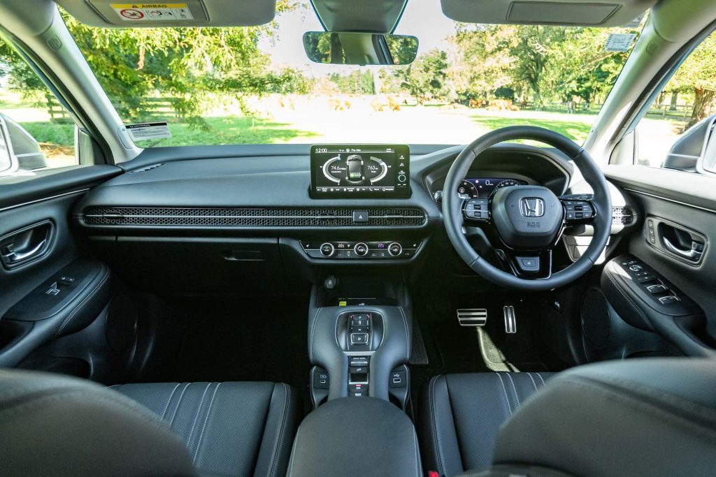 2023 Honda ZR-V interior view with steering wheel and screen