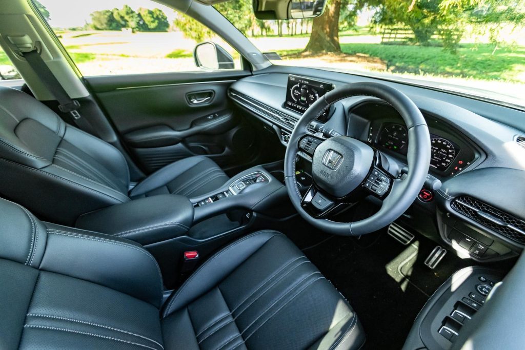 Legroom in the 2023 Honda ZR-V shown by front interior shot
