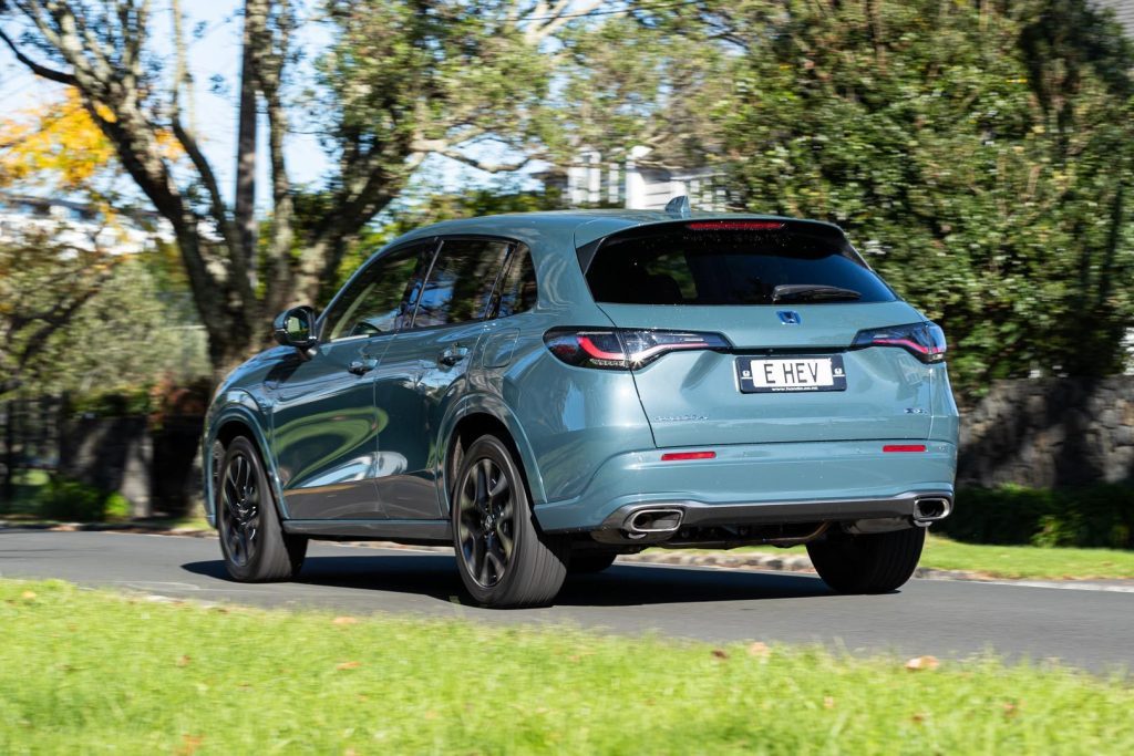 Rear view of the 2023 Honda ZR-V in action