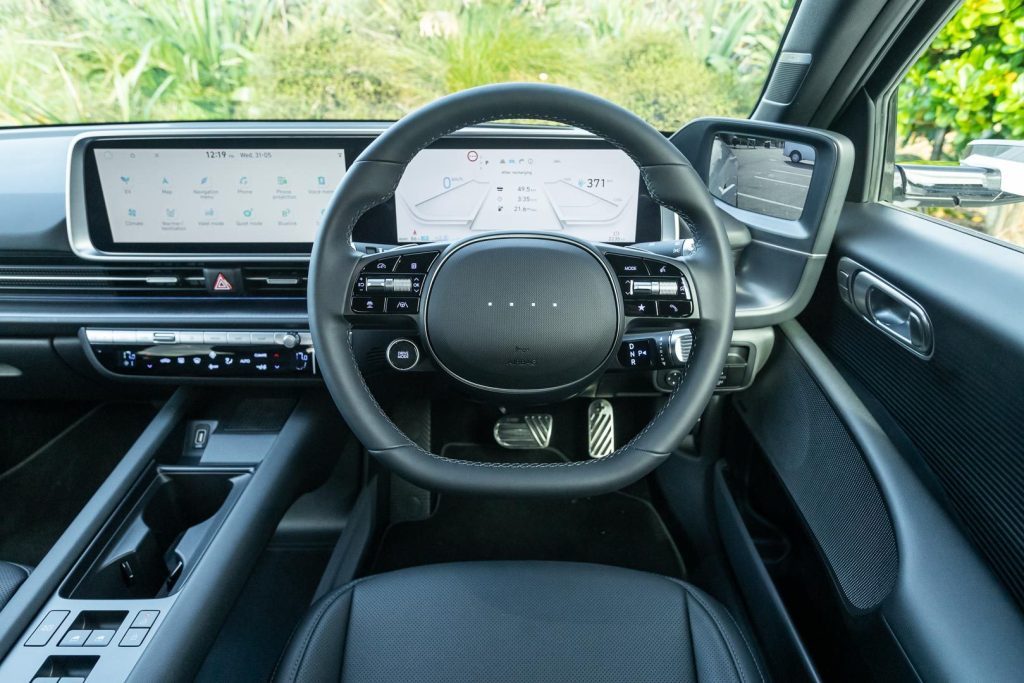 Driver's view inside the Hyundai Ioniq 6
