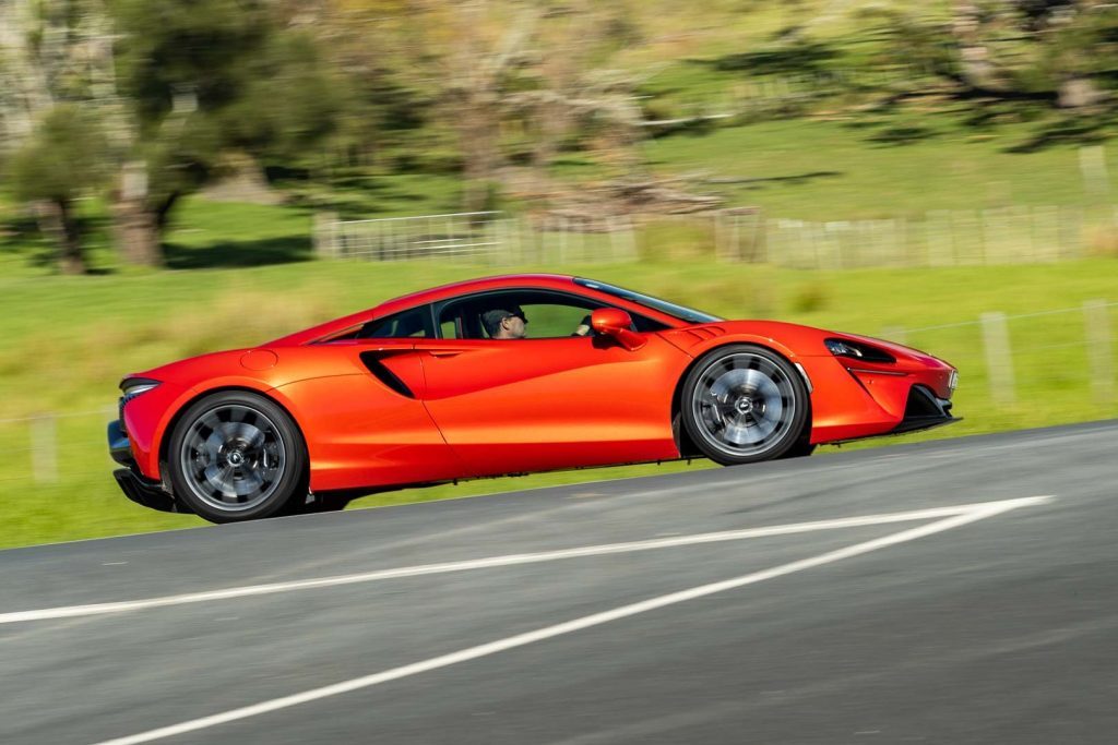 McLaren Artura side panning shot