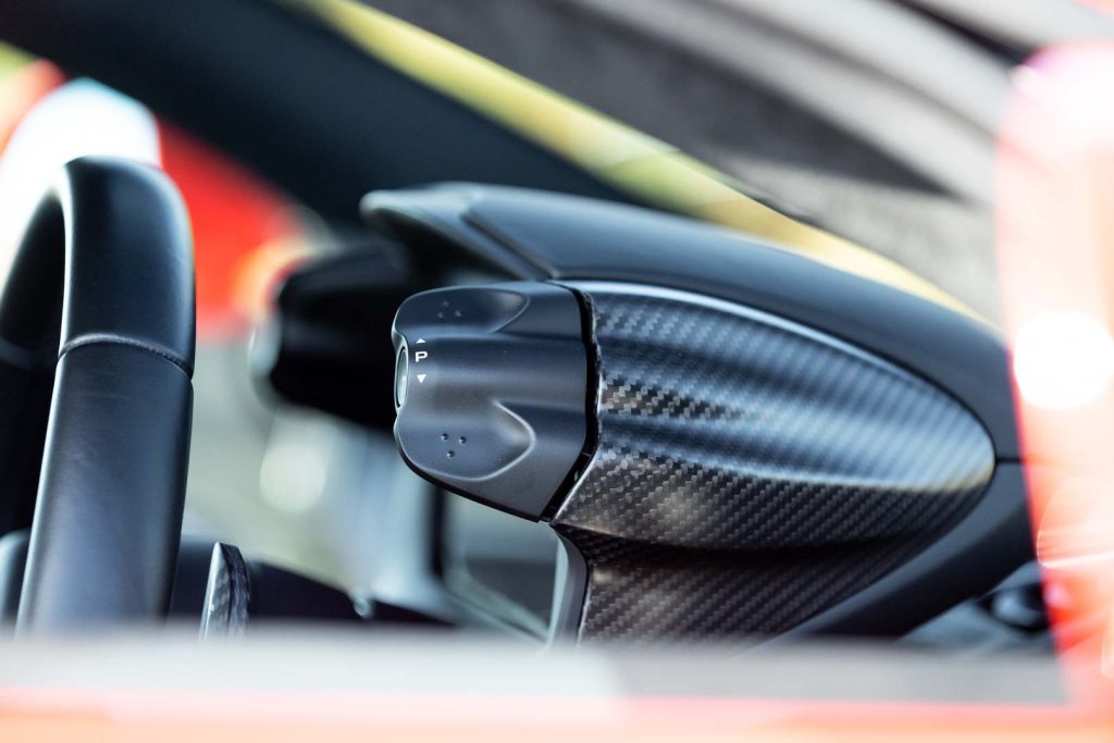 Driver's display cluster carbon fibre closeup