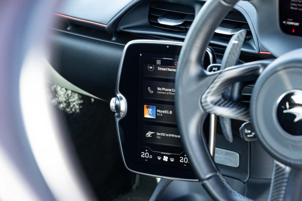 McLaren Artura infotainment screen