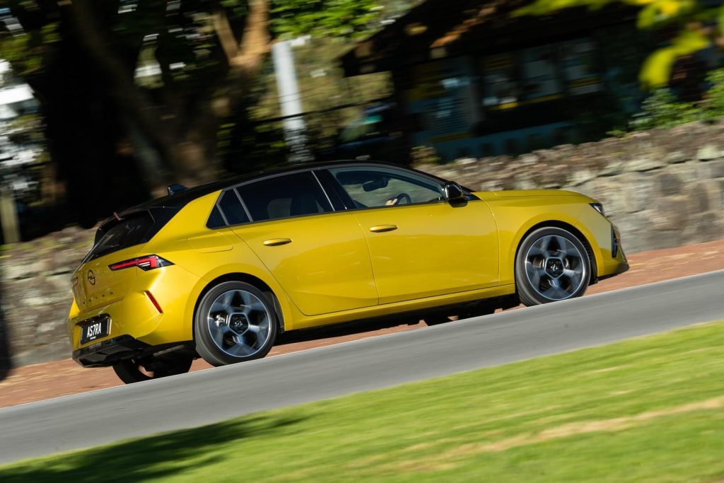 Action shot of Opel Astra SRi from the rear