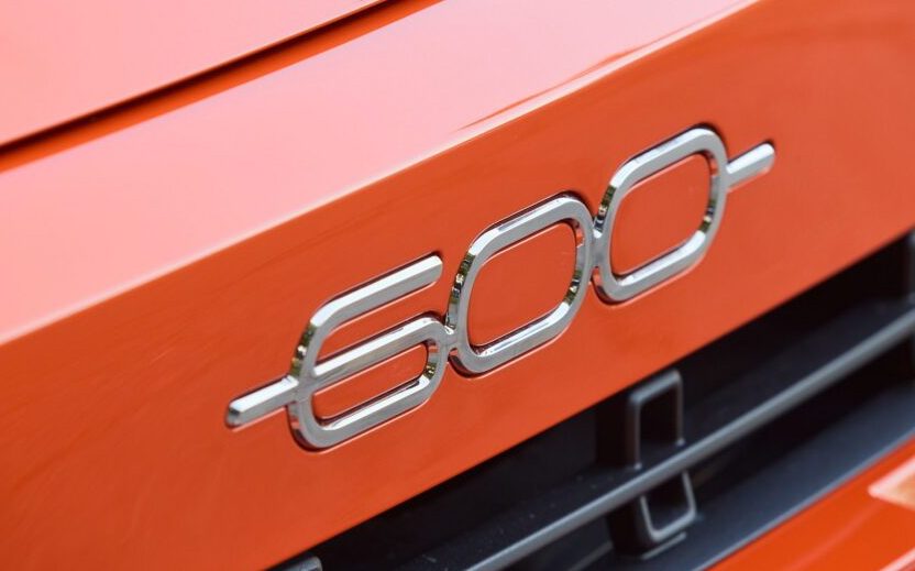 Fiat 600e badge close up