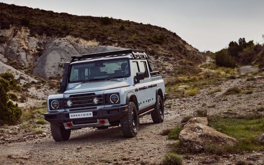 Ineos Grenadier Quartermaster driving down gravel road