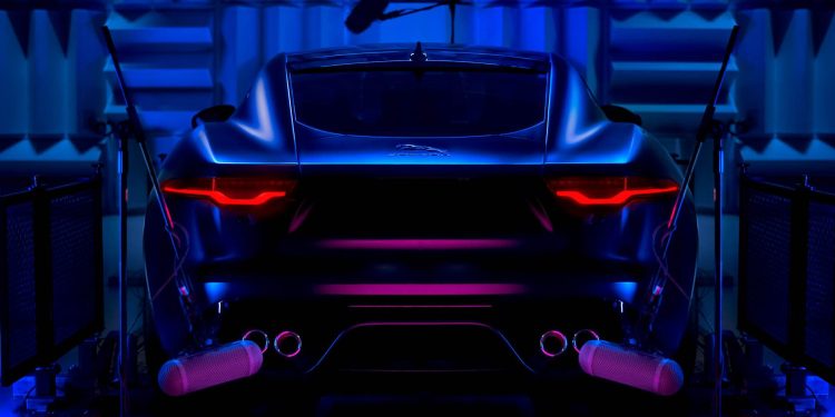 Jaguar F-Type rear view in sound chamber