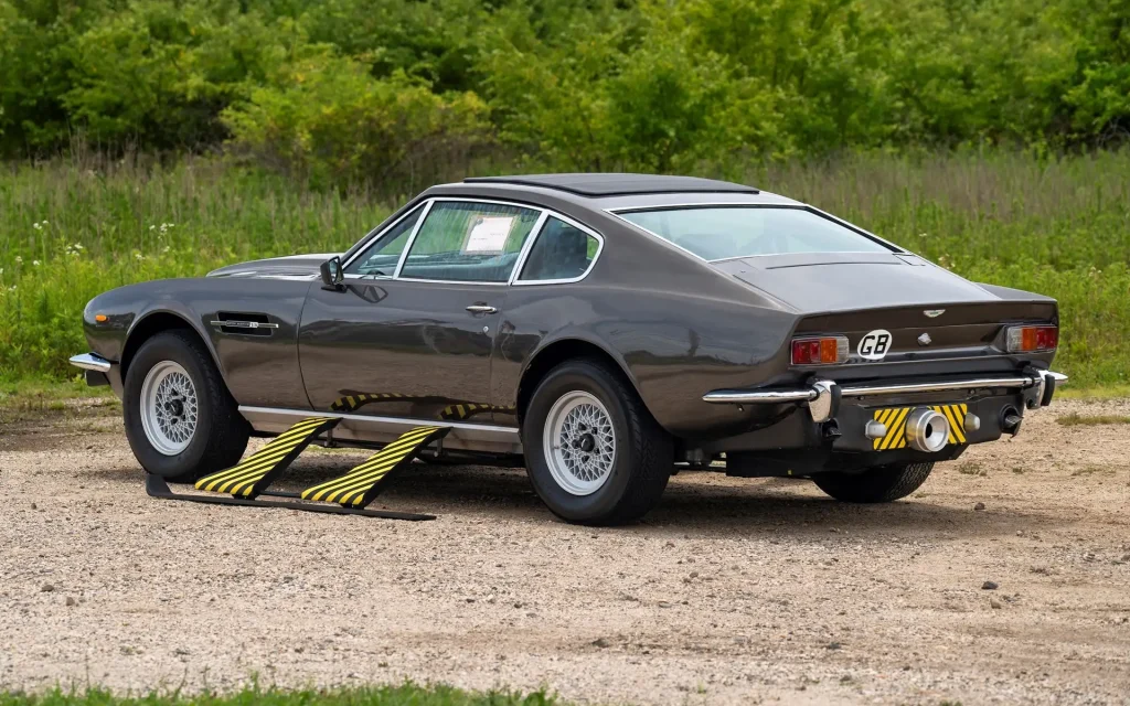 James Bond's 1973 Aston Martin V8 movie car rear three quarter view