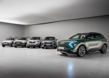 Five generations of Kia Sportage lined up