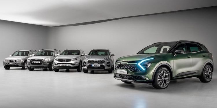 Five generations of Kia Sportage lined up