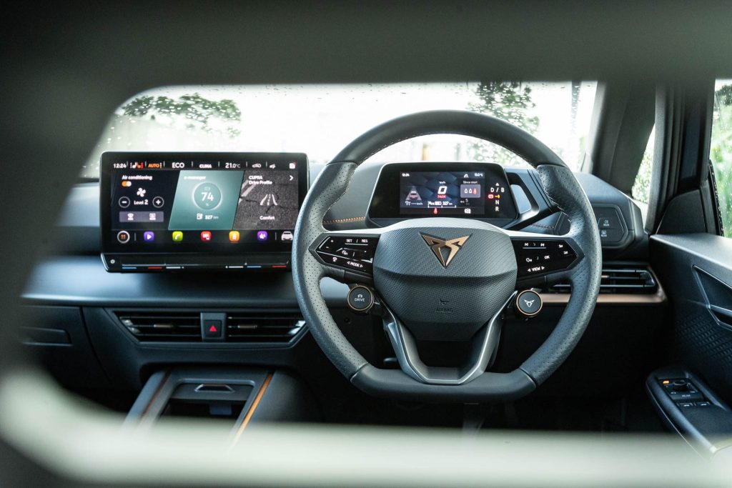 Cupra Born V+ steering wheel and dash layout