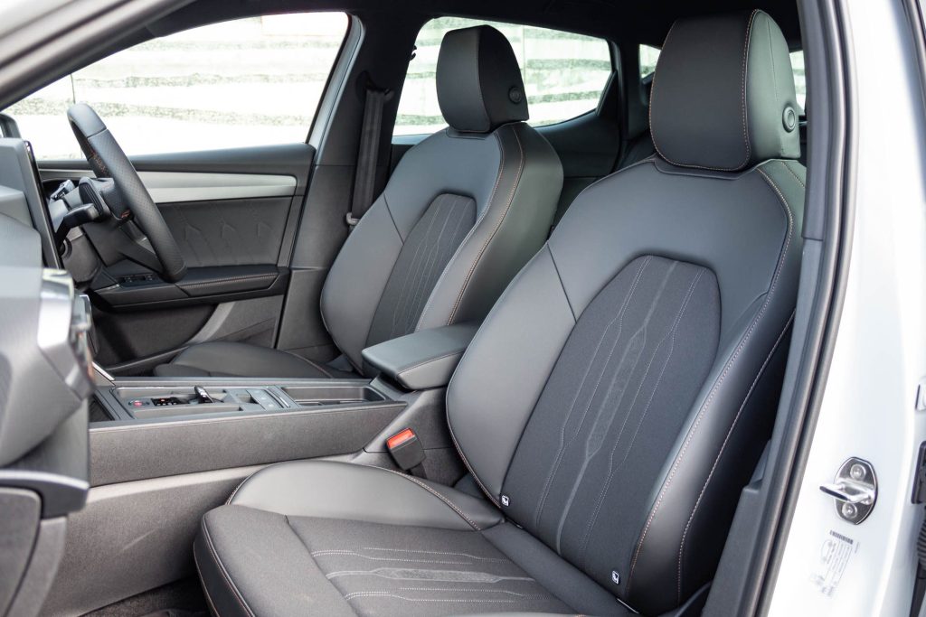 Front seat view inside the Cupra Leon V