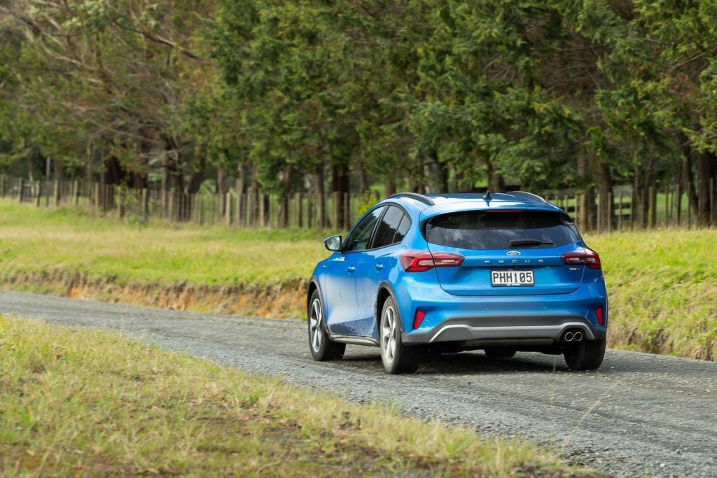 Ford Focus Active rear shot, pictured driving