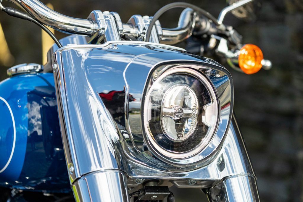 Harley Fat Boy headlight and chrome