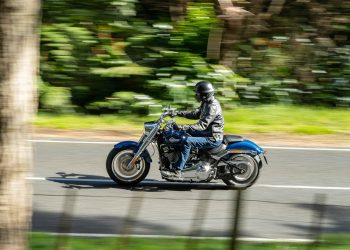 Harley-Davidson Fat Boy 114 riding in the forest