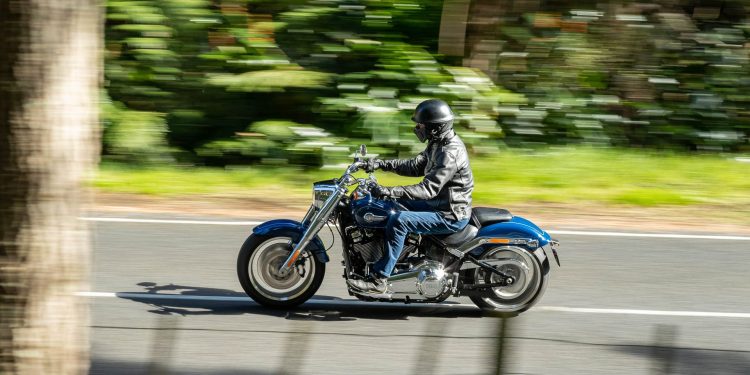 Harley-Davidson Fat Boy 114 riding in the forest