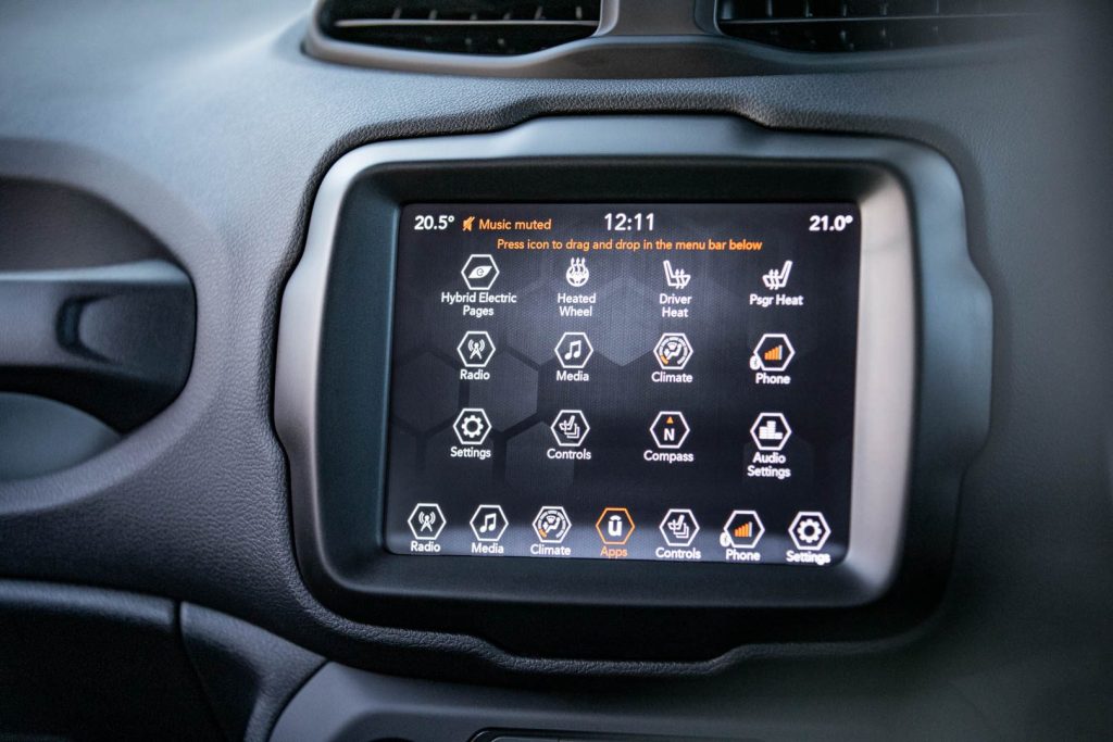 Infotainment screen of the Jeep Renegade 4xe Limited