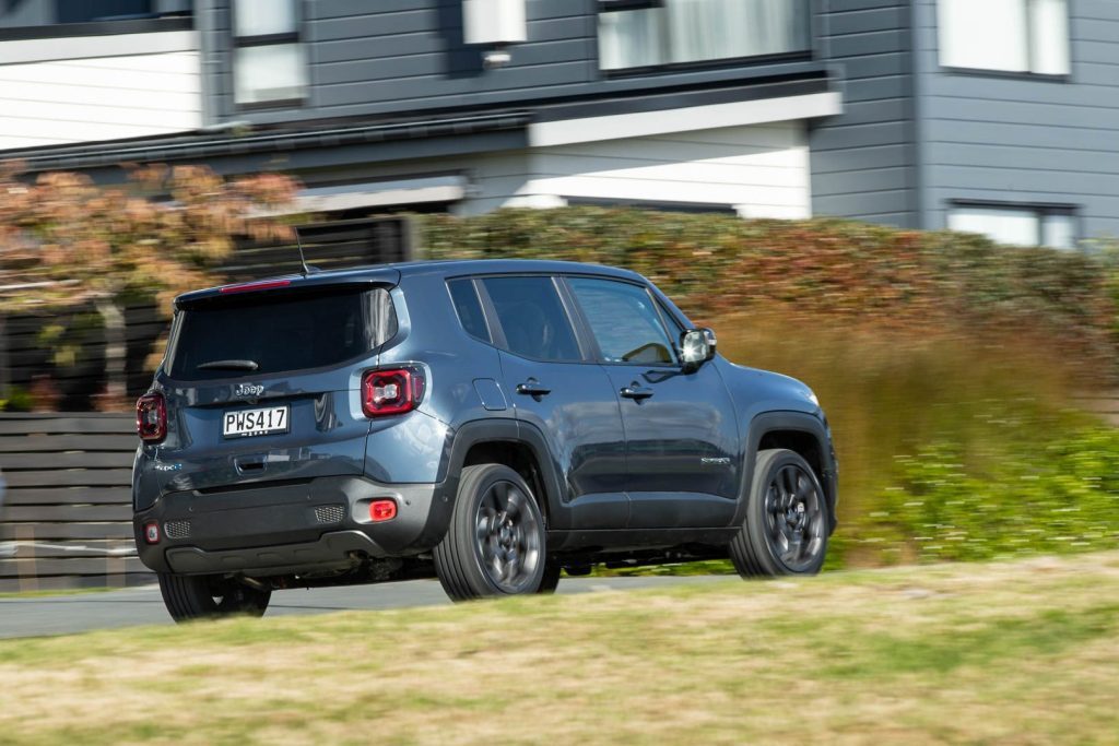 Jeep Renegade 4xe rear action shot