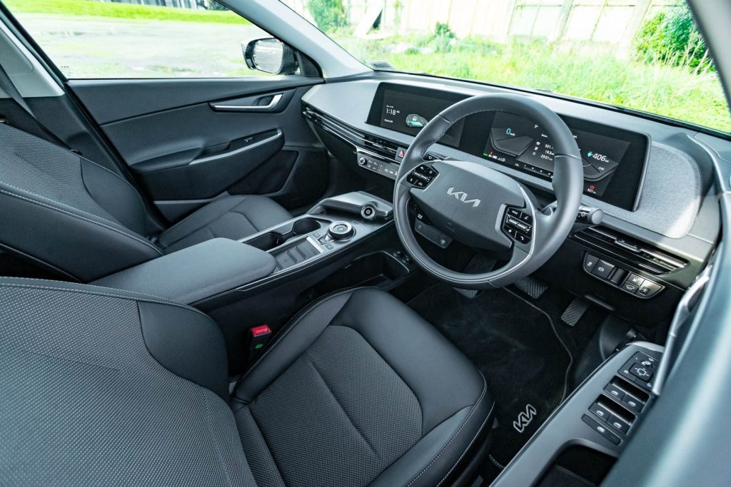 Kia EV6 front interior view and dash layout