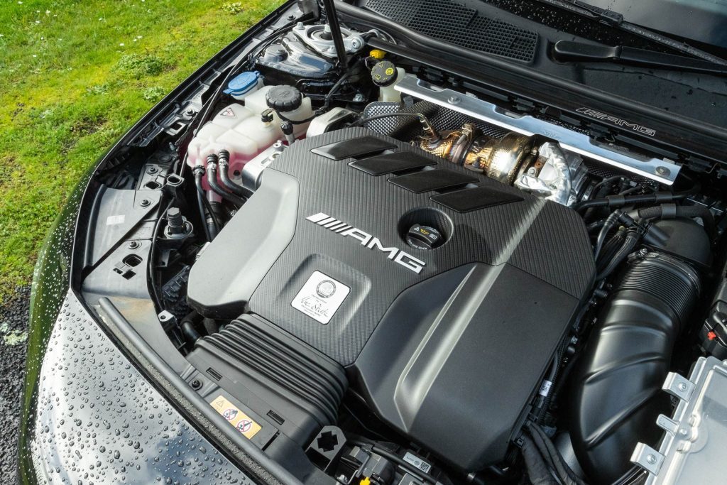 Engine bay in the Mercedes-AMG A 45 S 2023