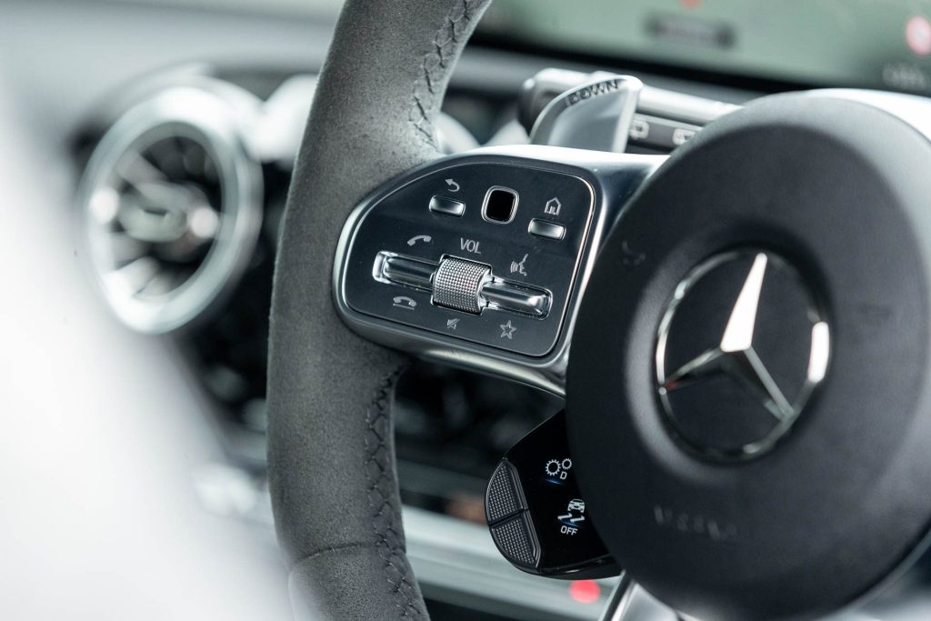 Mercedes A45 S steering wheel detail