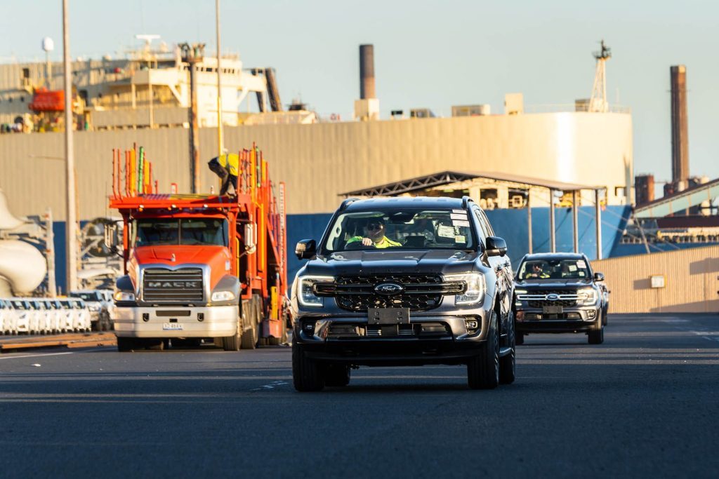 Ford Ranger and Everest being offloaded from ship