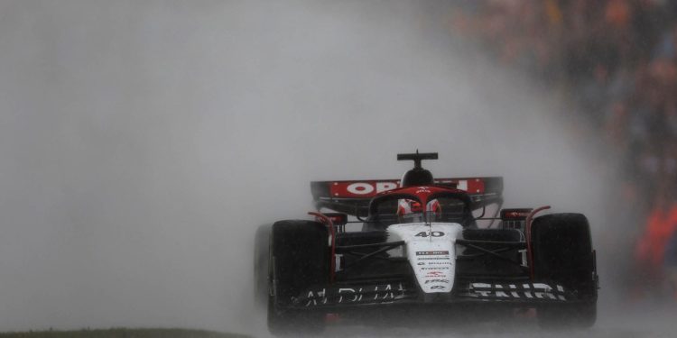 Liam Lawson racing Formula 1 car in Netherlands