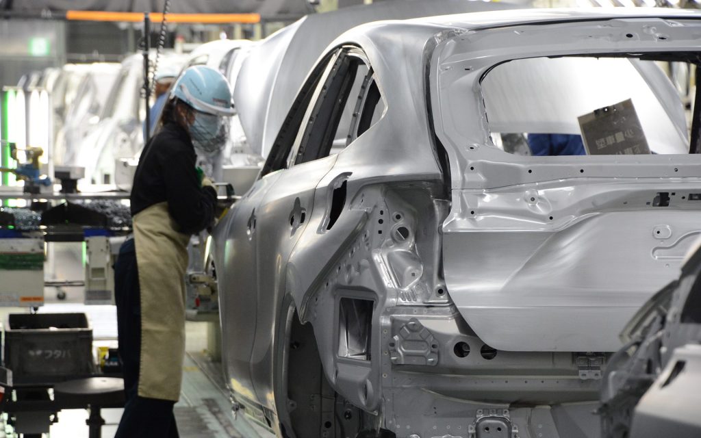 Person working on Toyota production line