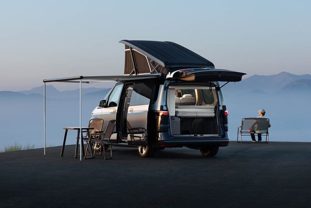 Volkswagen California Concept camper with pop-up roof and awning extended