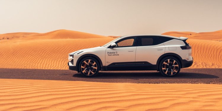 Polestar 3 parked on road in desert