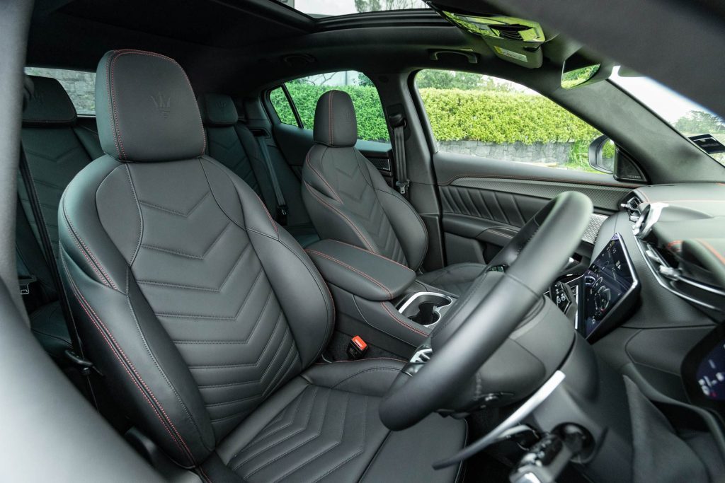 Front seats and leather work in the Maserati Grecale Trofeo